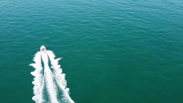 Aerial View Fast Racing Sports Boats Ocean High Angle Footage — Stockvideo