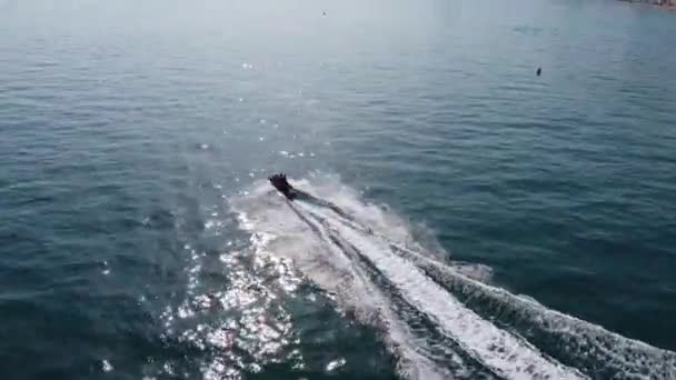 Aerial View Fast Racing Sports Boats Ocean High Angle Footage — Stockvideo