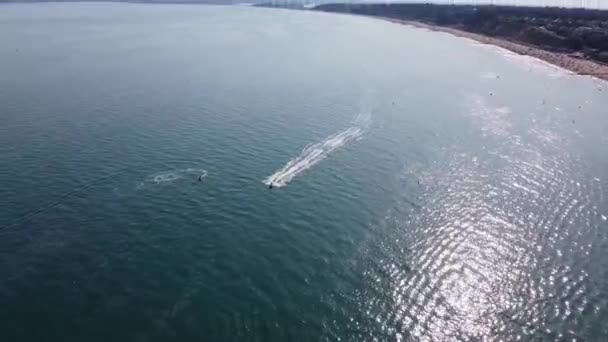 Aerial View Fast Racing Sports Boats Ocean High Angle Footage — 图库视频影像