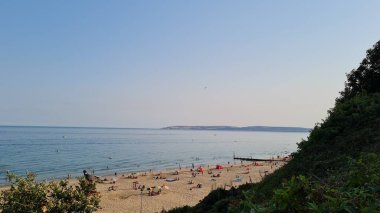 Güzel Sahil Manzarası, Yüksek Açı Görüntü İngiltere 'nin Bournemouth Tepesi' nden.