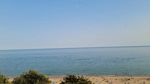 Belle Vue Sur Plage Images Grand Angle Colline Bournemouth City — Photo