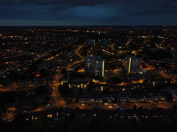 Beautiful Night Aerial View British City High Angle Drone Footage — Fotografia de Stock