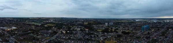 Schöne Nacht Luftaufnahme Der Britischen Stadt High Angle Drohne Aufnahmen — Stockfoto