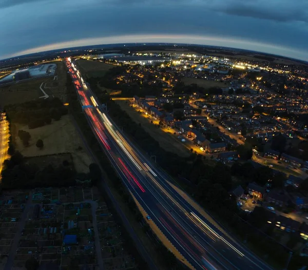 Beautiful Night Aerial View British City High Angle Drone Footage — Stockfoto