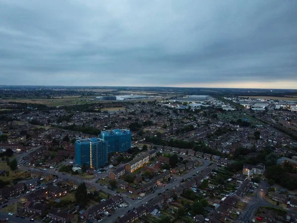 Beautiful Night Aerial View British City High Angle Drone Footage — Zdjęcie stockowe
