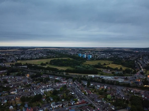 Beautiful Night Aerial View British City High Angle Drone Footage — Fotografia de Stock