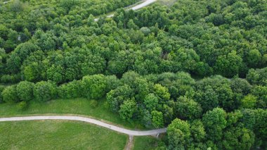 Gündoğumu Zamanı 'nda İngiltere Stewartby Gölü üzerinde Yüksek Açılı Hava Görüntüsü