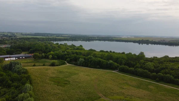 Кадры High Angle Aerial View Над Английским Озером Стюартби Время — стоковое фото