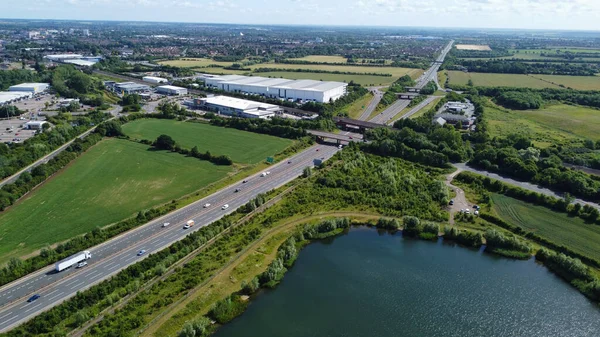 Gorgeous Aerial High Angle Footage Lake Countryside View Kempston Bedford — Foto Stock