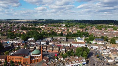 İngiltere 'nin Bury Park Luton kasabasındaki Luton Merkez Camii Yüksek Açı Hava Görüntüsü