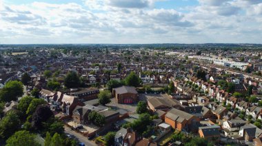 İngiltere 'nin Bury Park Luton kasabasındaki Luton Merkez Camii Yüksek Açı Hava Görüntüsü