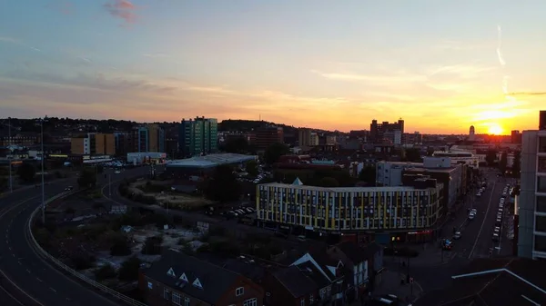 Drone Alto Angolo Veduta Aerea Del Centro Della Città Luton — Foto Stock