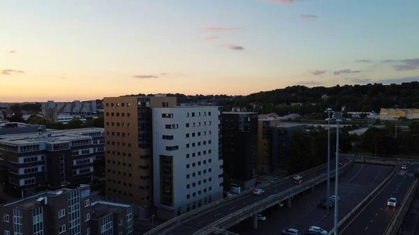 Drone High Angle Aerial View City Center Luton Town England — Stock Fotó