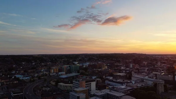 Drone High Angle Aerial View City Center Luton Town England – stockfoto