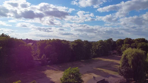 High Angle Aerial Footage View Local Public Park Hot Sunny — Fotografia de Stock