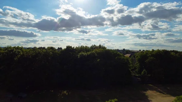 High Angle Aerial Footage View Local Public Park Hot Sunny — Fotografia de Stock