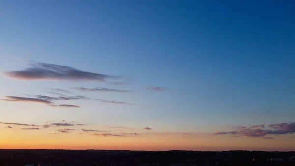 Sky Colourful Clouds Drone High Angle Footage City England — Stock Fotó