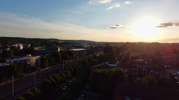 High Angle Drone Footage Central Luton Railway Station Aerial View — Foto de Stock