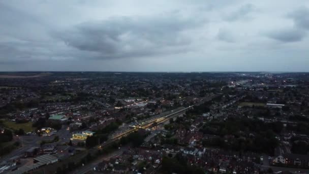 Aerial View Nagy Látószögű Felvételek British Railways Trains Tracks Passing — Stock videók