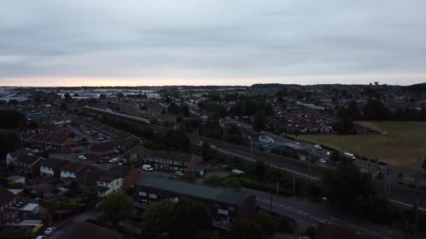 Aerial View High Angle Footage British Railways Trains Tracks Passing — Video Stock