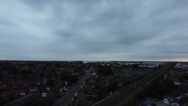 Luchtfoto Hoge Hoek Beelden Van British Railways Treins Tracks Passeren — Stockvideo