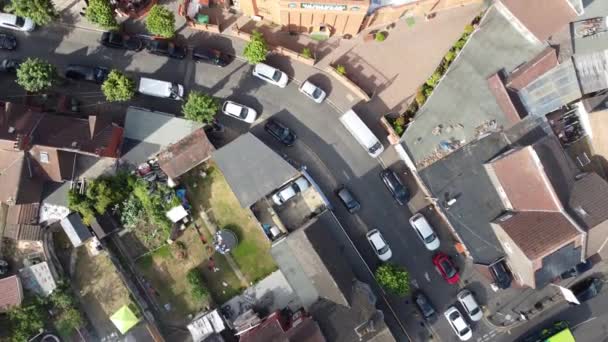 Aerial High Angle View Luton Town England Residential Area Asian — Stok Video