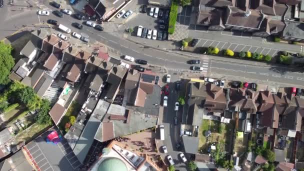 Aerial High Angle View Luton Town England Residential Area Asian — Video
