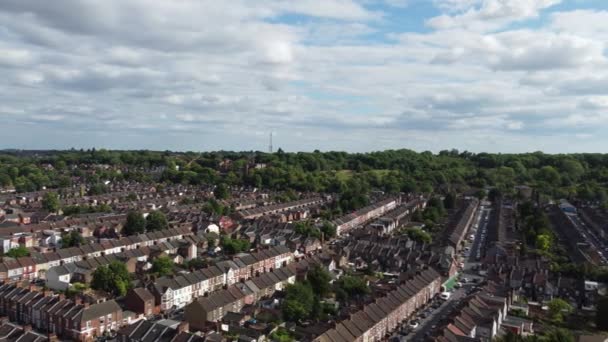 Aerial High Angle View Luton Town England Residential Area Asian — Stock Video