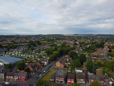 İngiltere 'nin Luton Kasabası' nın ve İngiltere 'nin Konut Alanının Hava ve Yüksek Açı Görüntüsü