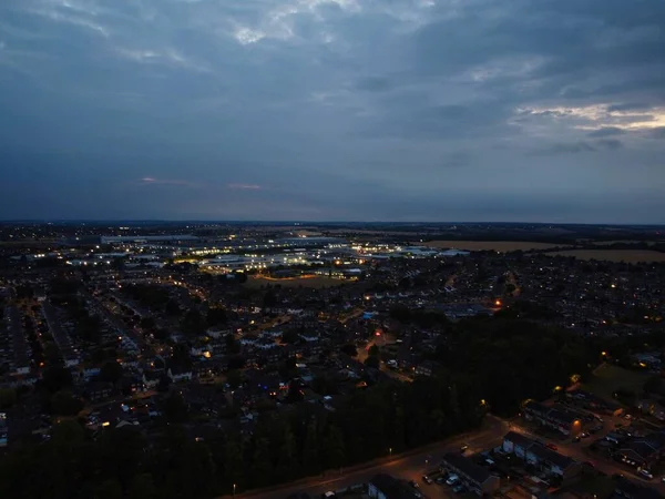 Aerial View Nagy Látószögű Felvételek Luton Town England Night — Stock Fotó