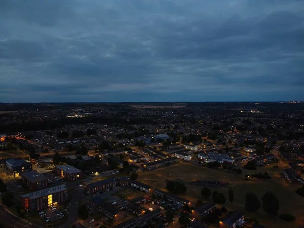 Aerial View Nagy Látószögű Felvételek Luton Town England Night — Stock Fotó