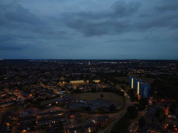 Aerial View High Angle Footage Luton Town England Night — Zdjęcie stockowe