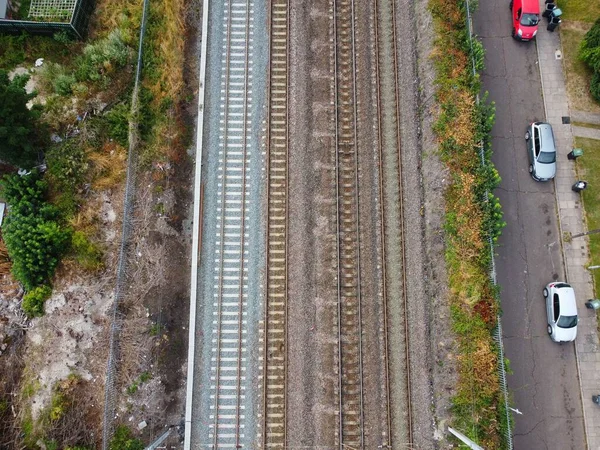 Vista Aerea Alto Angolo Dei Binari Ferroviari Leagrave Luton Stazione — Foto Stock
