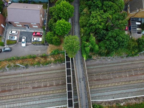High Angle Aerial View Train Tracks Leagrave Luton Railway Station — Φωτογραφία Αρχείου