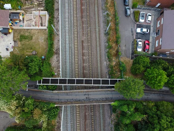 High Angle Aerial View Train Tracks Leagrave Luton Railway Station — Stock Photo, Image