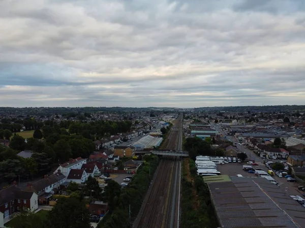 High Angle Aerial View Train Tracks Leagrave Luton Railway Station —  Fotos de Stock