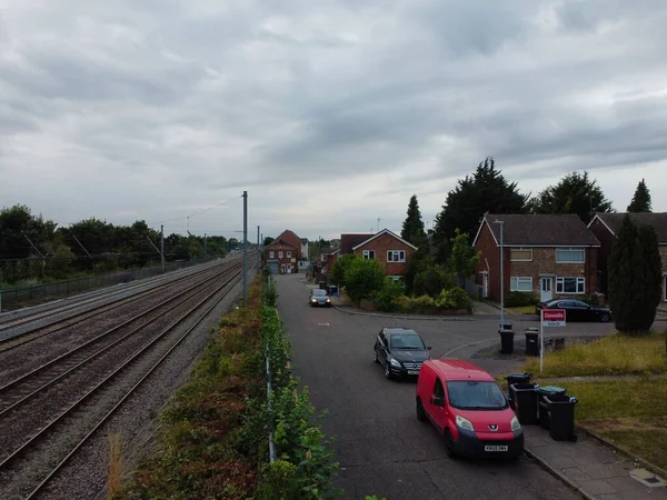 High Angle Aerial View Train Tracks Leagrave Luton Railway Station —  Fotos de Stock