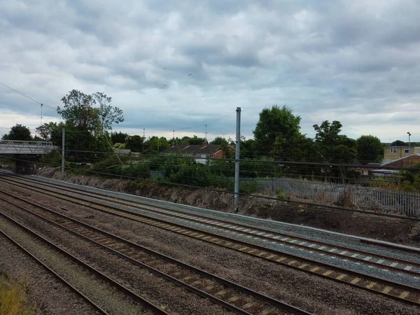 High Angle Aerial View Train Tracks Leagrave Luton Railway Station — 图库照片
