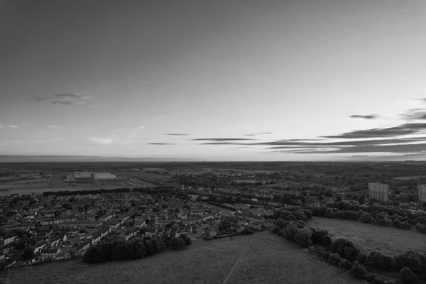 Classic Black White High Angle Aerial View England Het Landschap — Stockfoto