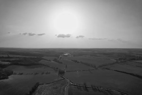Klassisches Schwarz Weiß Hochwinkel Luftbild Von England — Stockfoto
