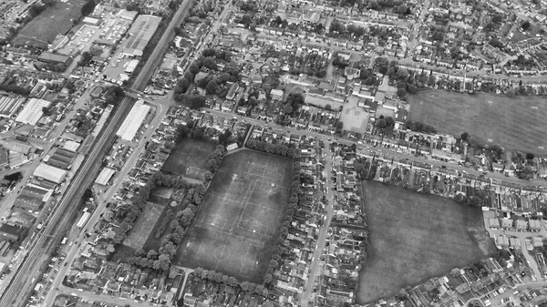 Classic Black White High Angle Aerial View England Het Landschap — Stockfoto