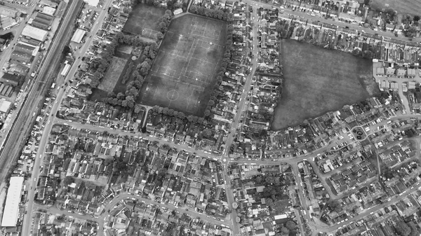 Classic Black White High Angle Aerial View England Great Britain — Zdjęcie stockowe