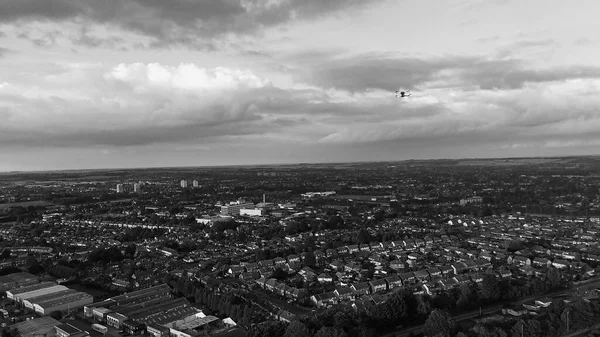 Classic Black White High Angle Vista Aérea Inglaterra Paisagem Cityscape — Fotografia de Stock