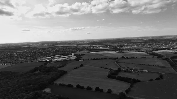 Classic Black White High Angle Aerial View England Great Britain — 스톡 사진