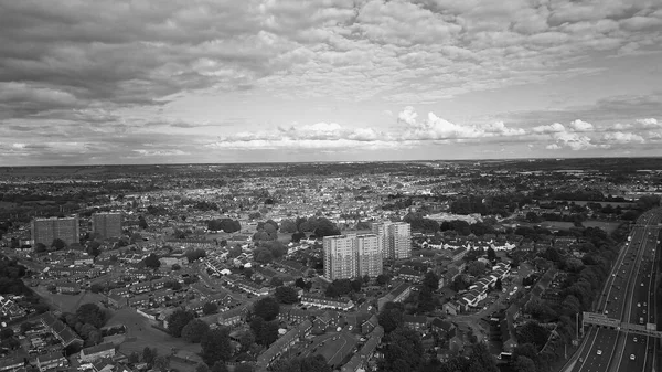 Classic Black White High Angle Aerial View England Great Britain — Foto Stock