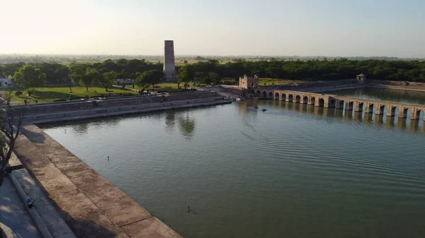 High Angle Aerial View Historical Mughals Hiran Minar Village Sheikhupura — Stok fotoğraf