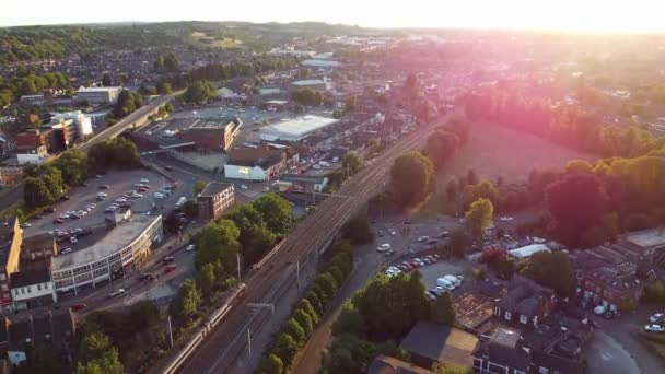 Gorgeous Aerial View Luton City England Sunset Time Colourful Clouds — Stockvideo