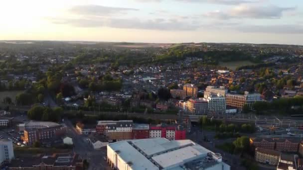 High Angle Aerial View Train Tracks Leagrave Luton Railway Station — Video