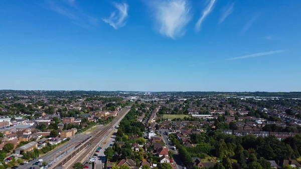 High Angle Footage Central Luton City Residential Buildings Houses England — Foto de Stock