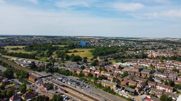 High Angle Footage Central Luton City Residential Buildings Houses England — Foto de Stock